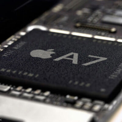 Closeup of an Apple iPhone chip