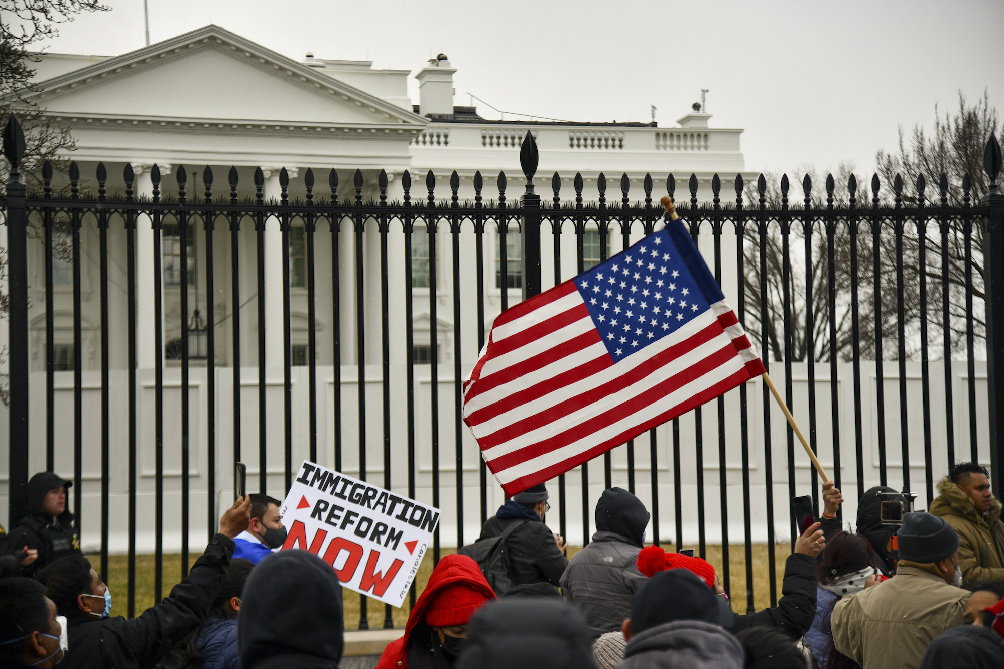 Immigrant rights advocates gather at the White House.