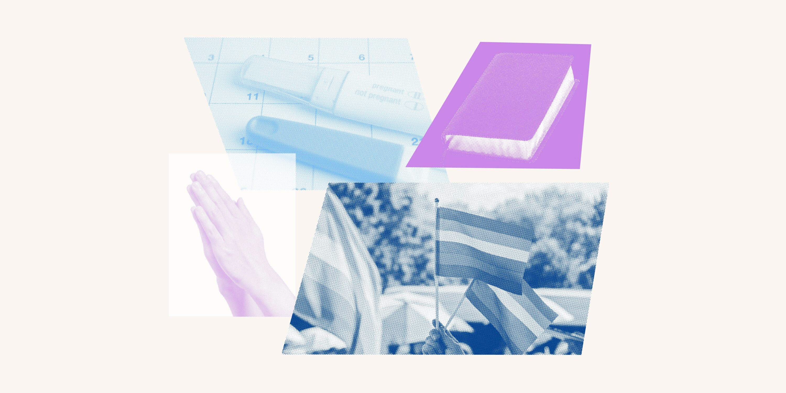 Collage of images related to Religious Liberty