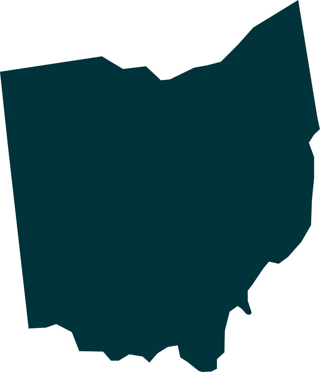 A silhouette of the state of Ohio.