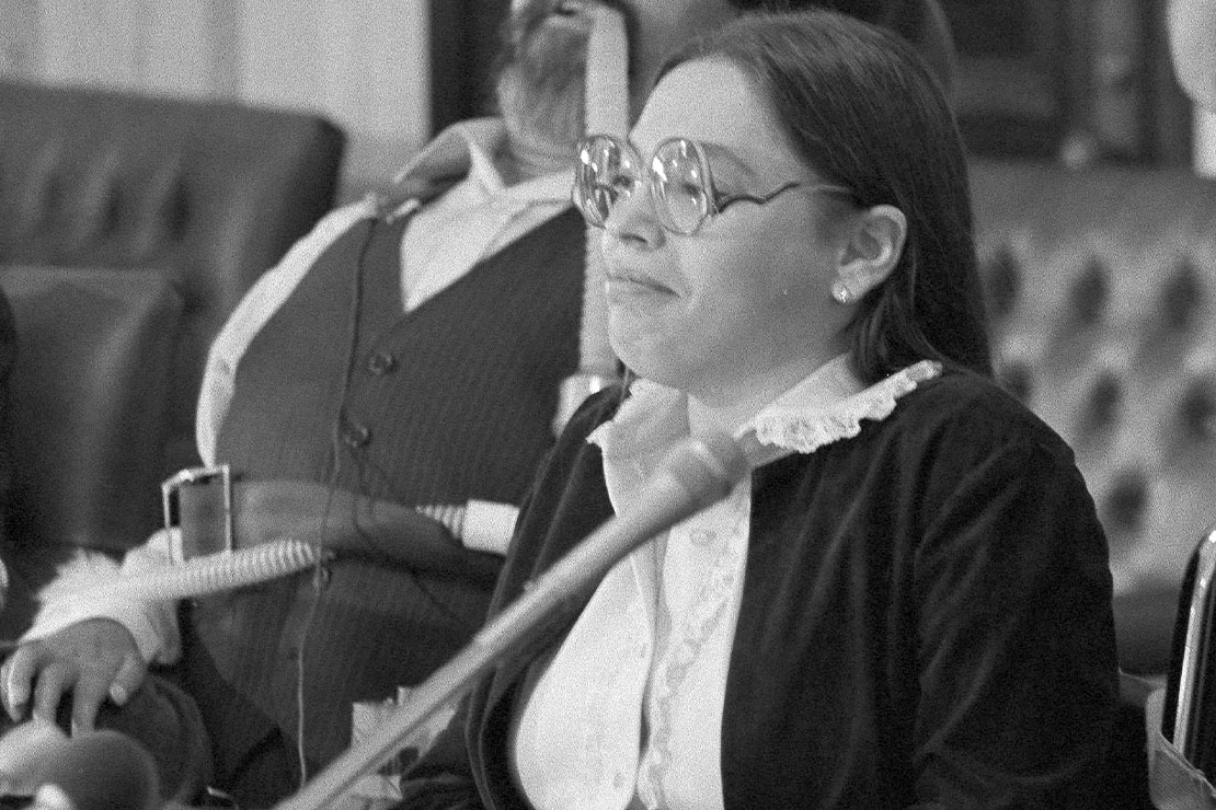 Judy Heumann, speaking at a Washington news conference on Oct. 21, 1982.