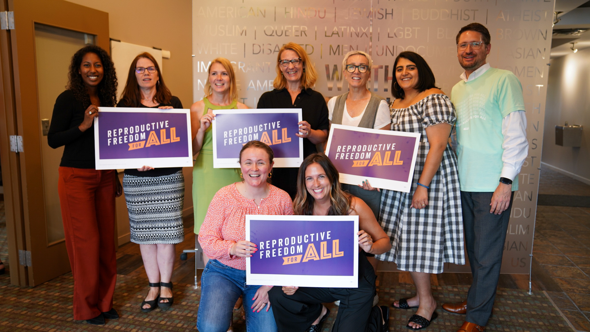 The ACLU of Michigan, Planned Parenthood Advocates of Michigan, and Michigan Voices celebrate the launch of Reproductive Freedom for All (RFFA).