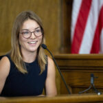 Claire Vlases, a youth plaintiff in the landmark constitutional climate case Held v. Montana, testifies in court.