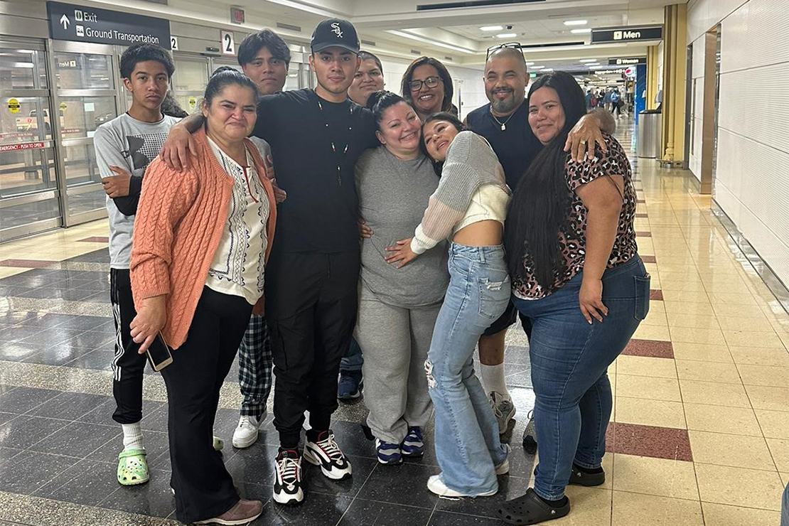 Jessica Barahona-Martinez (center with grey sweatshirt) at a family reunion.